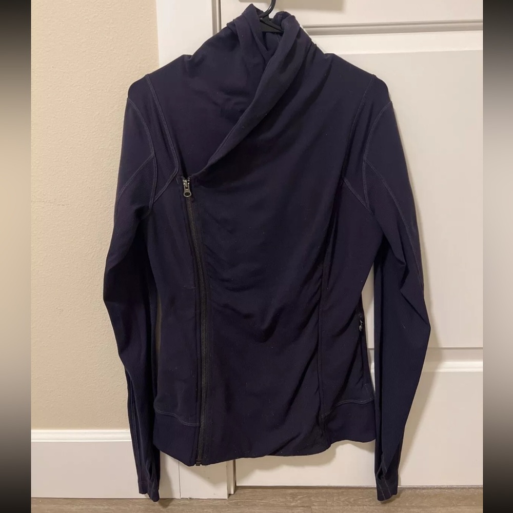 Lululemon Jacket Women 10 Purple Bhakti Yoga Pique Athleisure Stretchy Cowl Neck